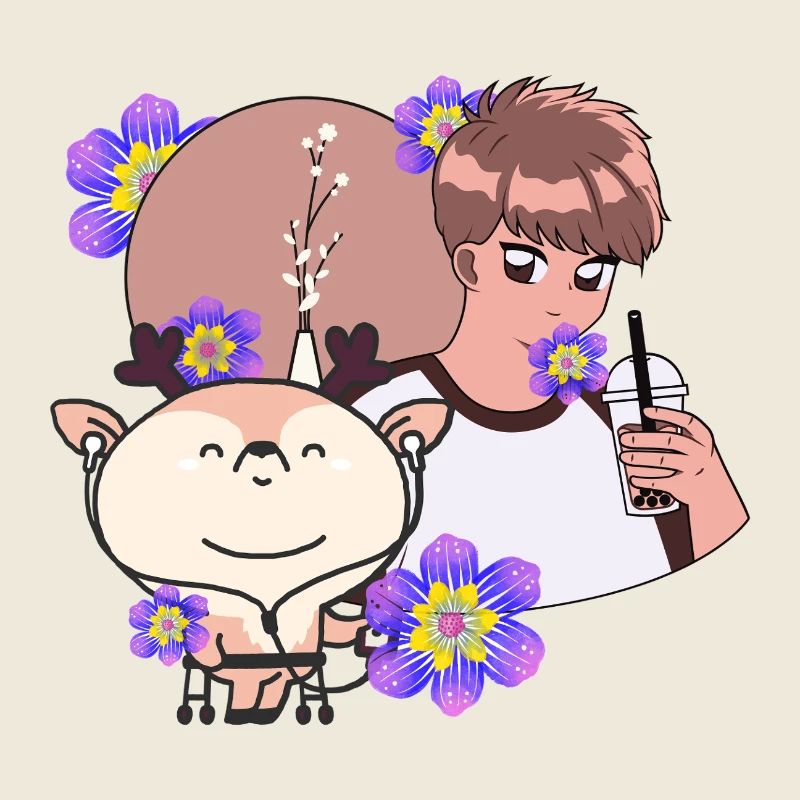 Bubble Tea et Cerf avec Walker