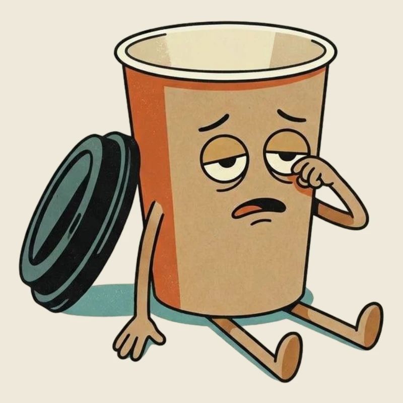 Erschöpfte Kaffeetasse-Figur