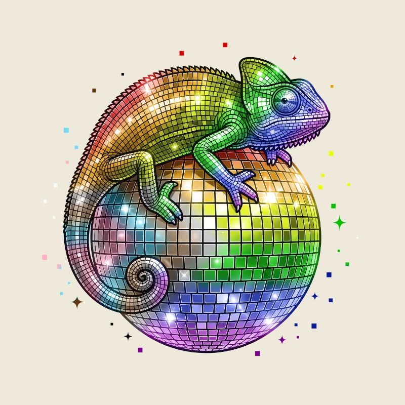 Chamäleon auf Globo Disco Fortschrittsflagge LGBT