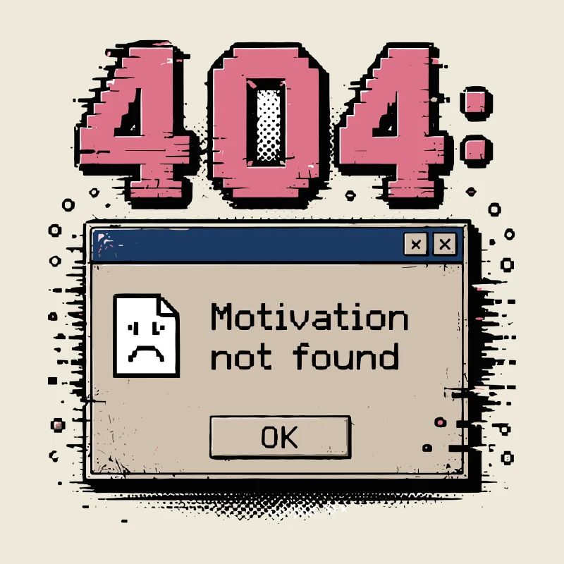 Retro 404 Error Motivation Not Found Vintage Humor