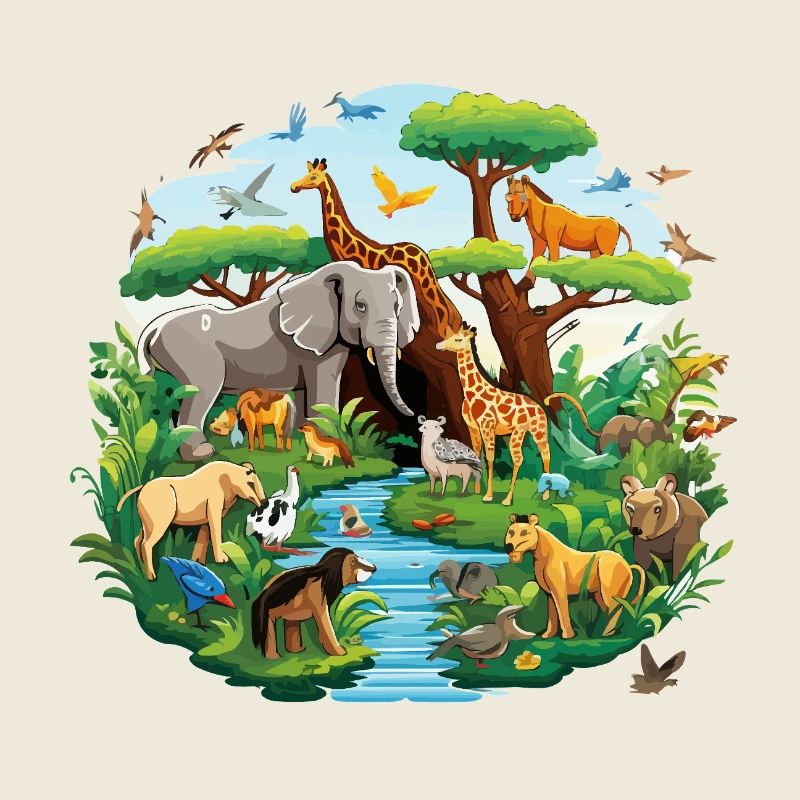 Dschungelpanorama der Tierwelt