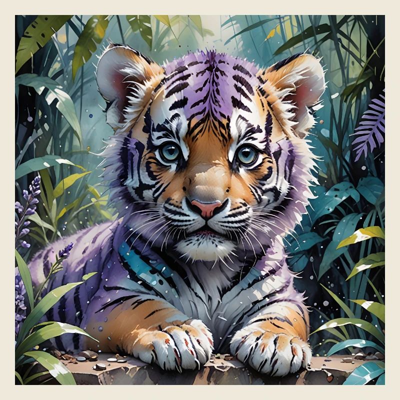 Bunter Tigercub im Dschungel