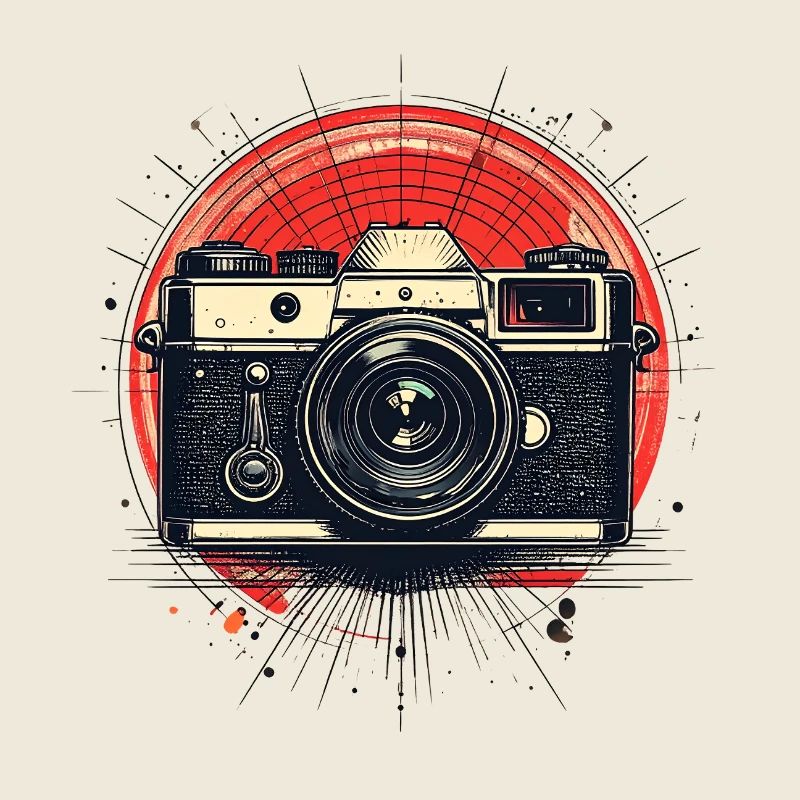 Vintage Kamera mit rotem Kreis