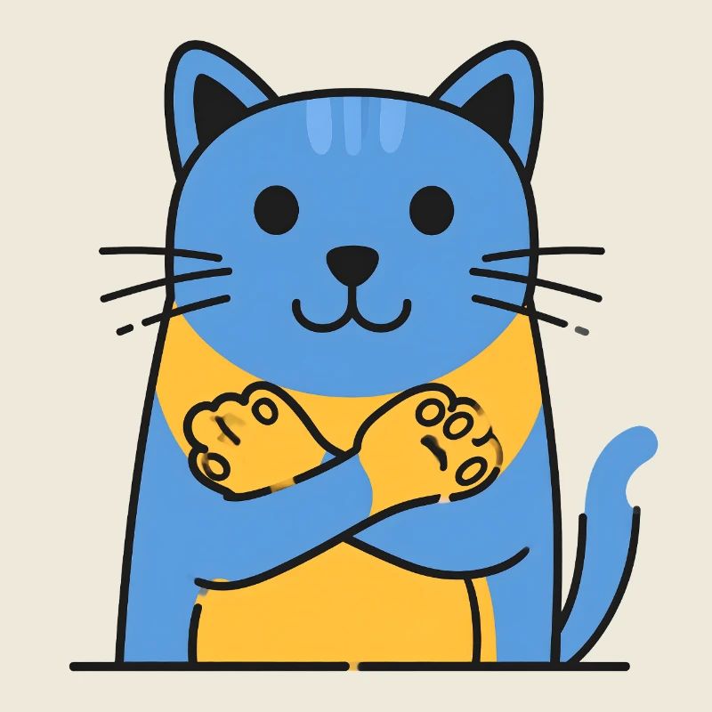Blue Cat Friend Hugging Paws