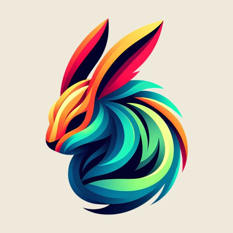 Tourbillon de couleurs de lapin arc-en-ciel