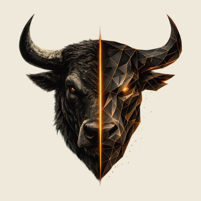 Cyber Bull Split Face Emblem
