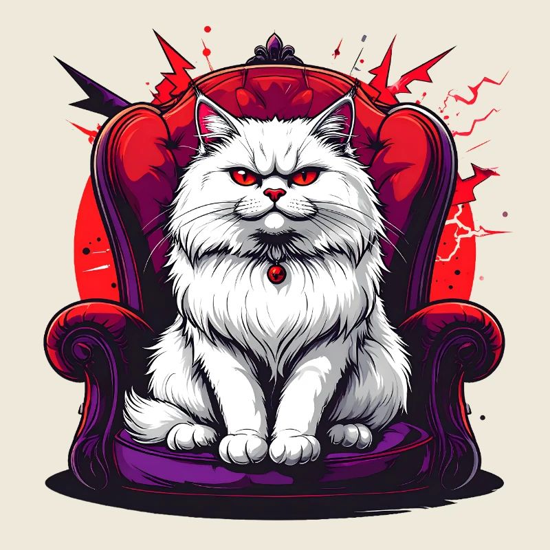Chat sur chaise style gothique