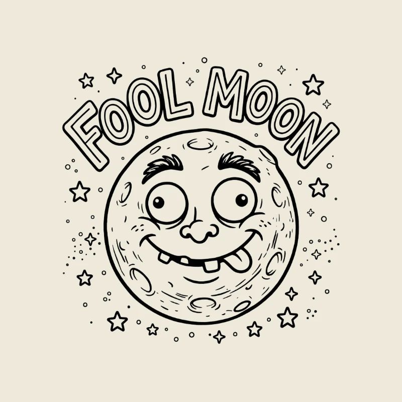 Fool Moon Funny Space Jeu de mots Édition graphique Line Art