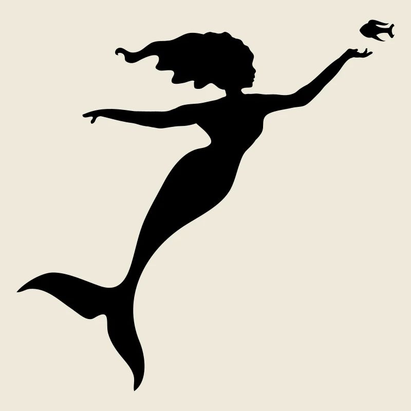 The mermaid plays with a fish