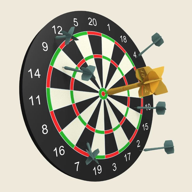 Fléchette dorée au centre d'une cible