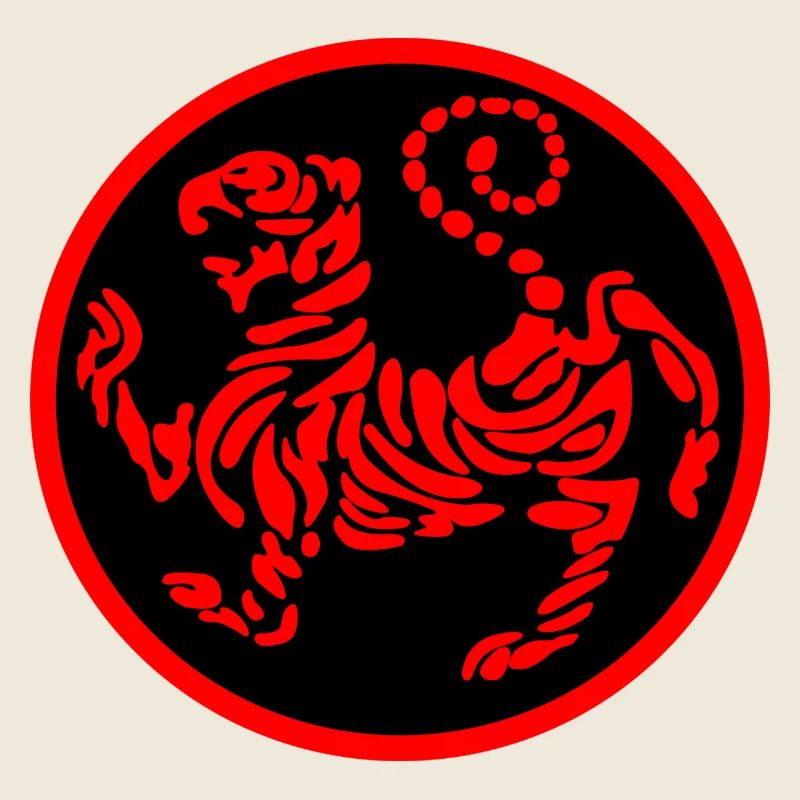 Shotokan karate logo emblem tiger red on black