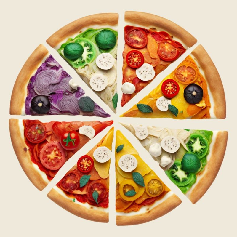 Regenbogenpizza Segmente