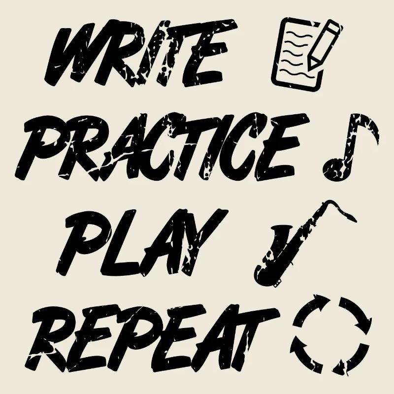Writing, practicing, playing, repeating