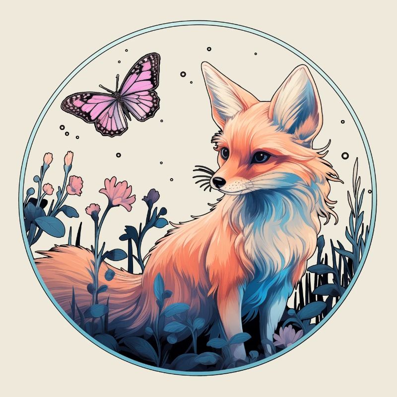 Fuchs mit Schmetterling