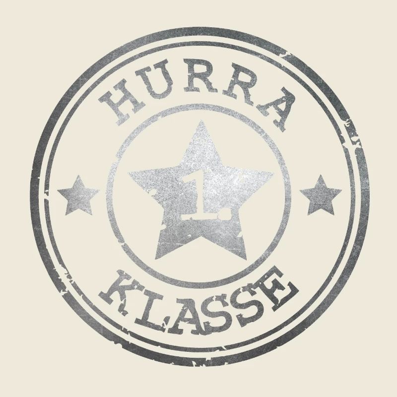 Hurra 1. Klasse - Emblem mit Stern - silbern