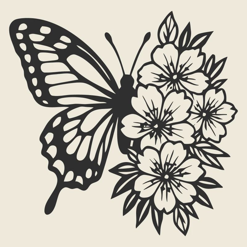 Elegant Butterfly and Floral Composition