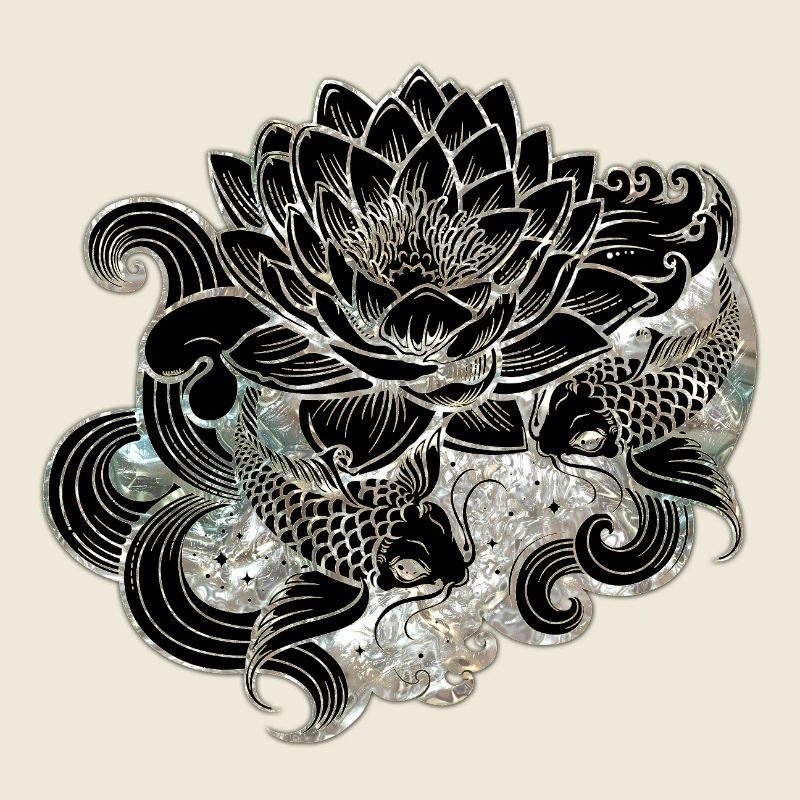 Koi et fleur de lotus dans le style yin yang