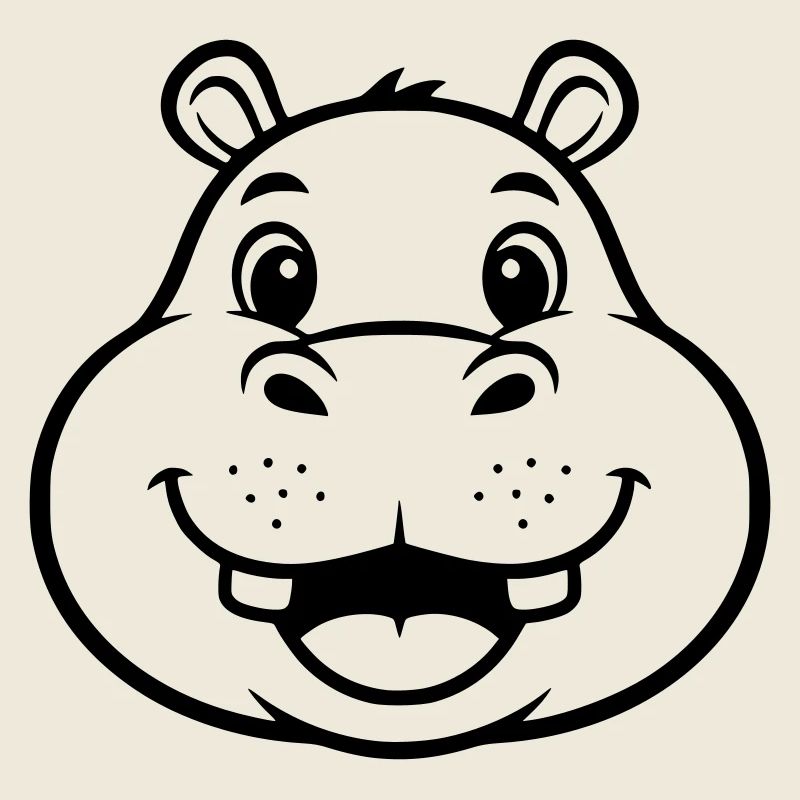 Laughing Hippo Face Head Vector