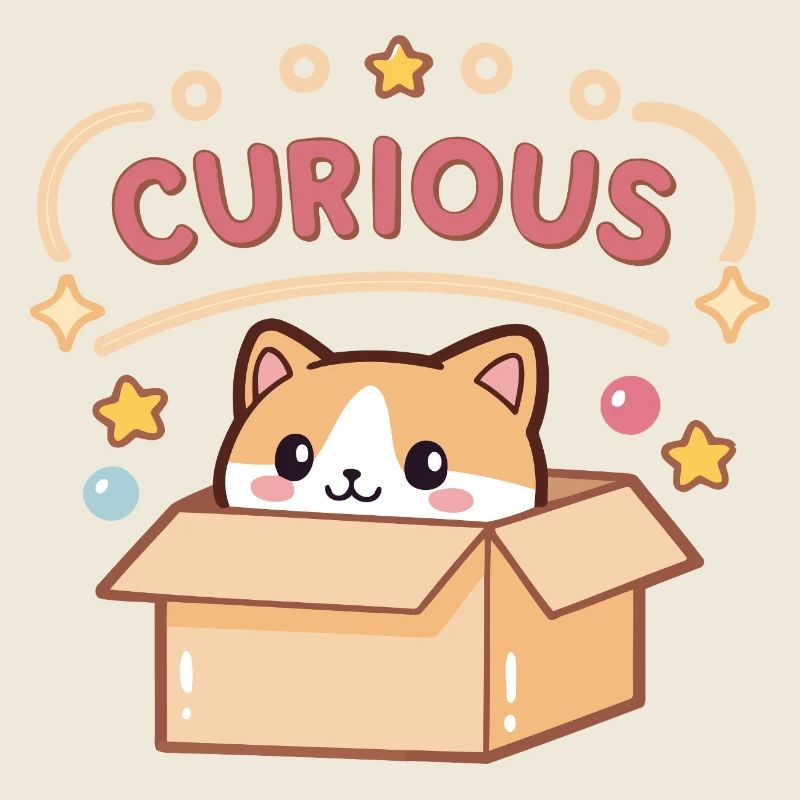 Curious Cat in Cute Cardboard Box