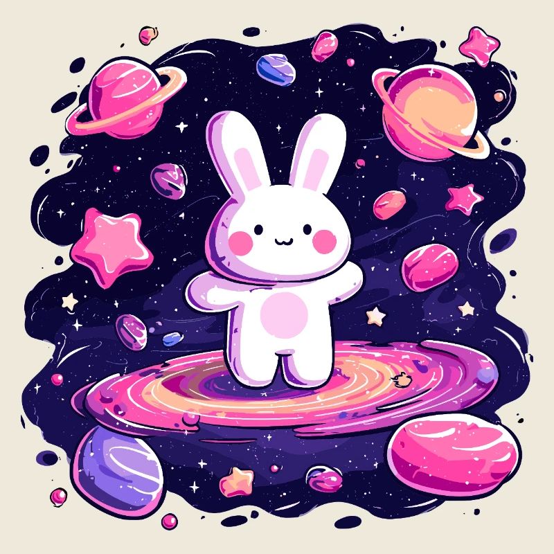 Lapin de l’espace dans la mer des étoiles