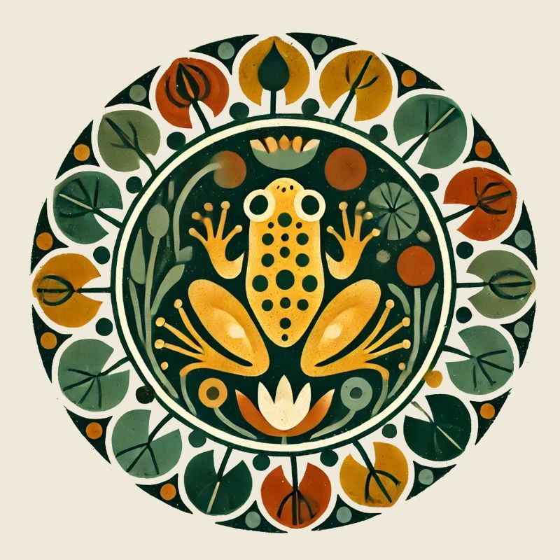 Grenouille dans la flore circulaire