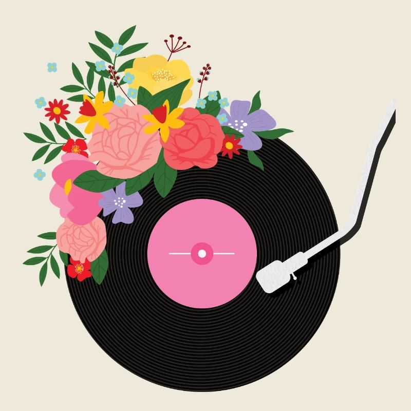 Disque vinyle fleuri