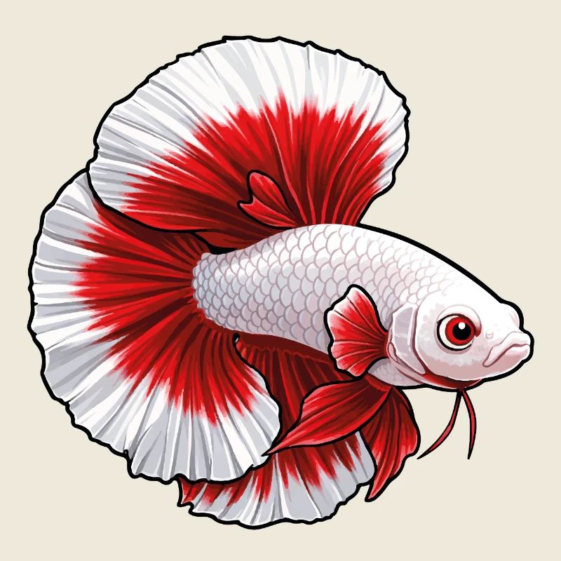 Red White Betta Fish