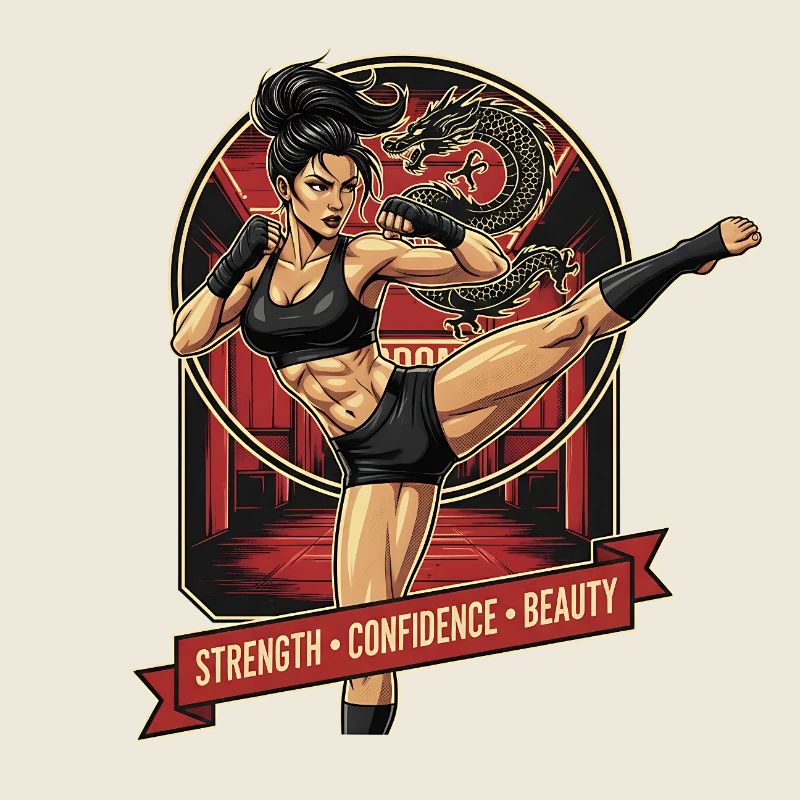 Kampfkunstheldin mit Drache