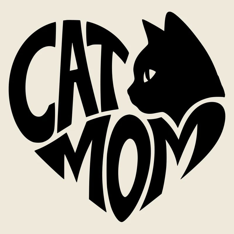 Maman chat, cœur de maman chat avec chat noir