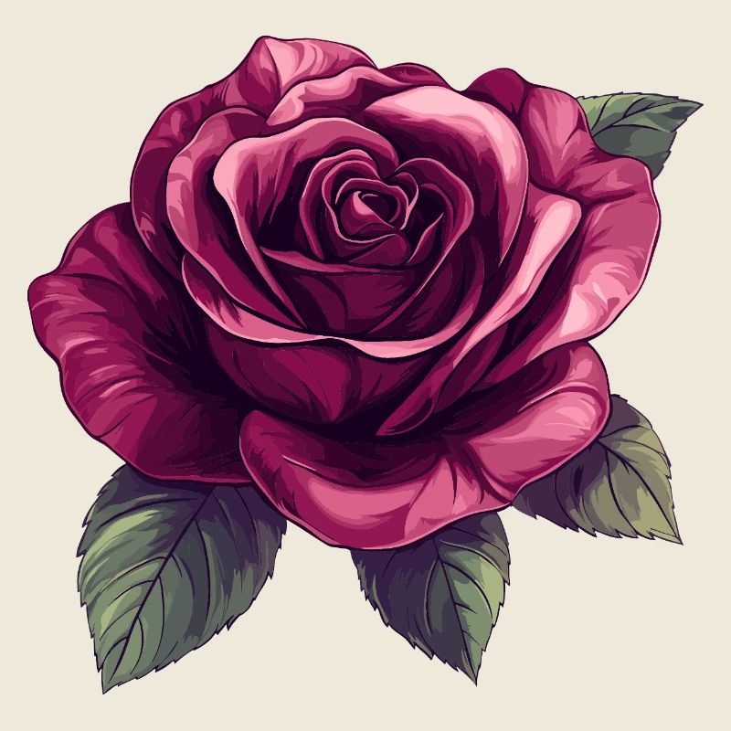 Dunkelrose Blütenillustration