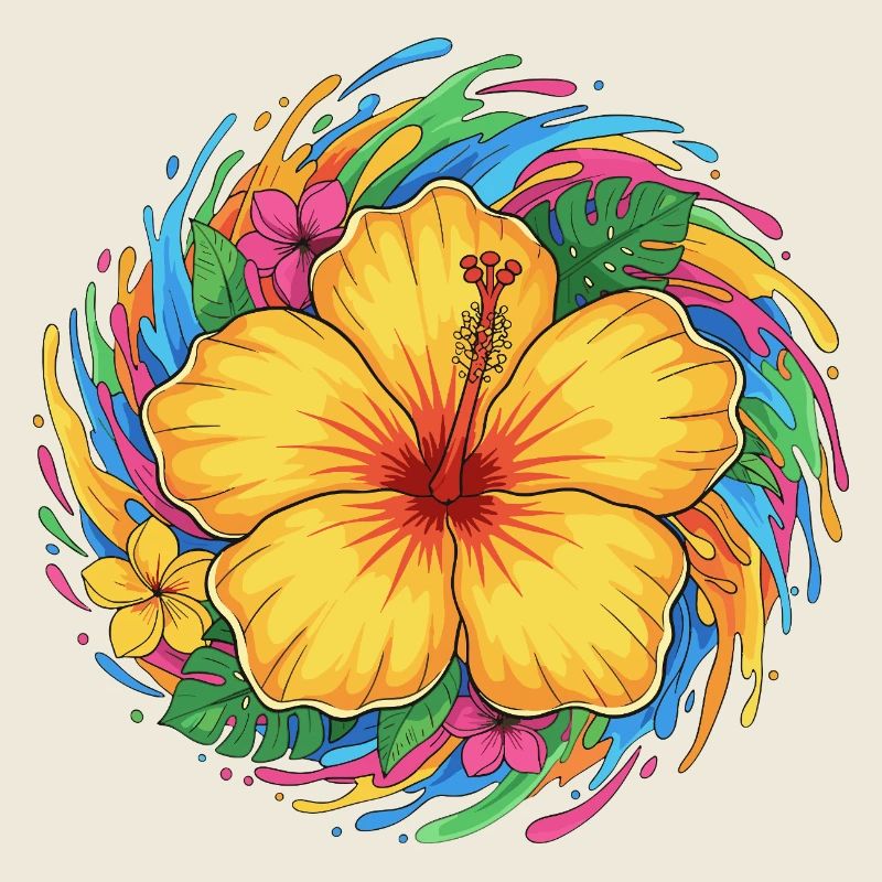 Colorful Hibiscus Splash