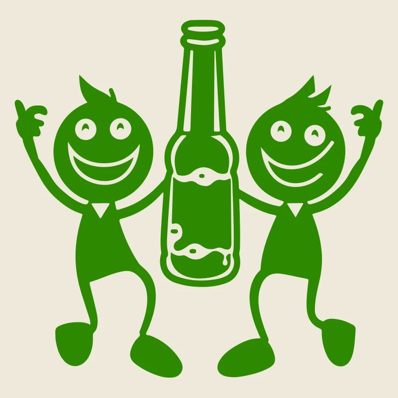 Duo vert avec bouteille de bière