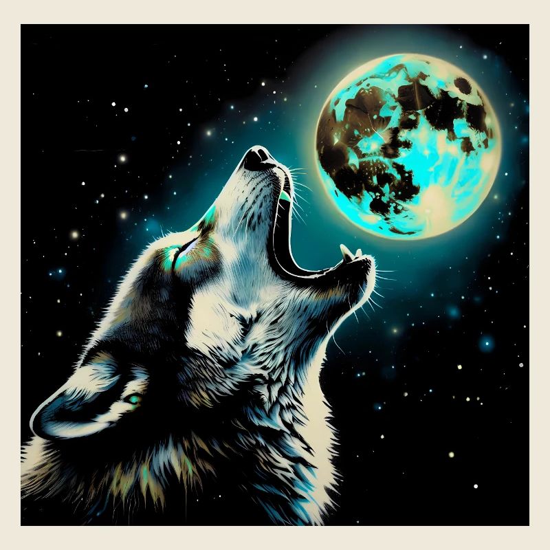 Wolf howls at the Full Moon