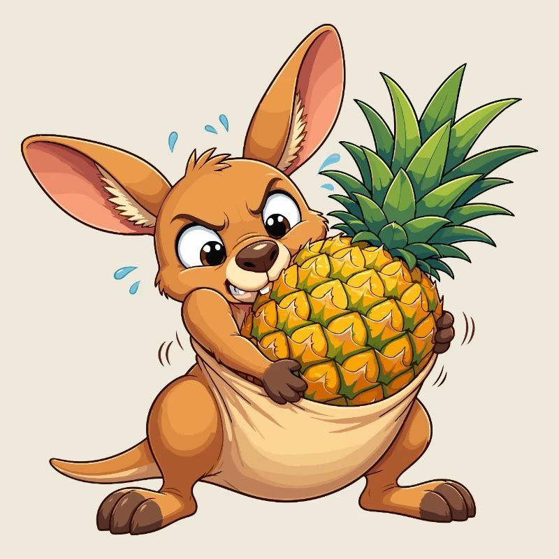 Dessin animé de kangourou à l’ananas