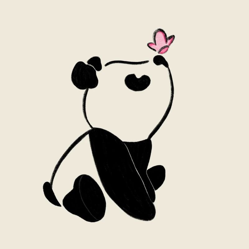 Panda avec papillon – Motif d’animal mignon