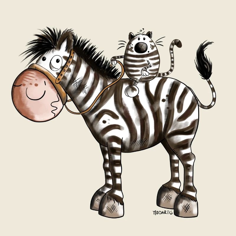 Zebra mit Katze