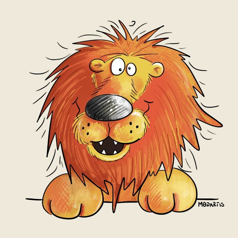 Lustiger Löwe I Löwenkopf Comic I Illustration
