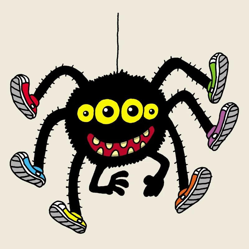 Araignée en chaussures multicolores