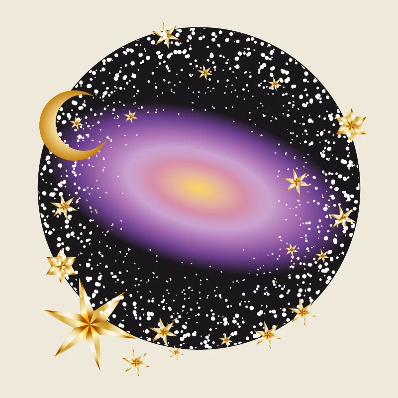 bright purple galaxy with moon and stars