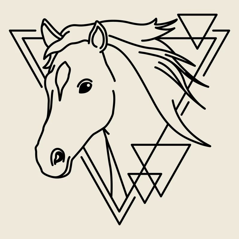 Cheval en forme géométrique - Conception d’art au trait