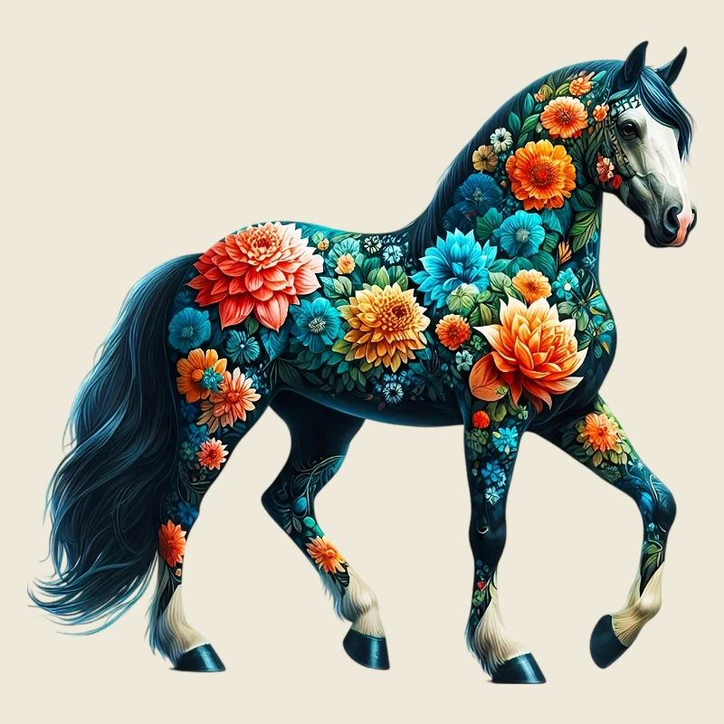 Cheval décoré de fleurs