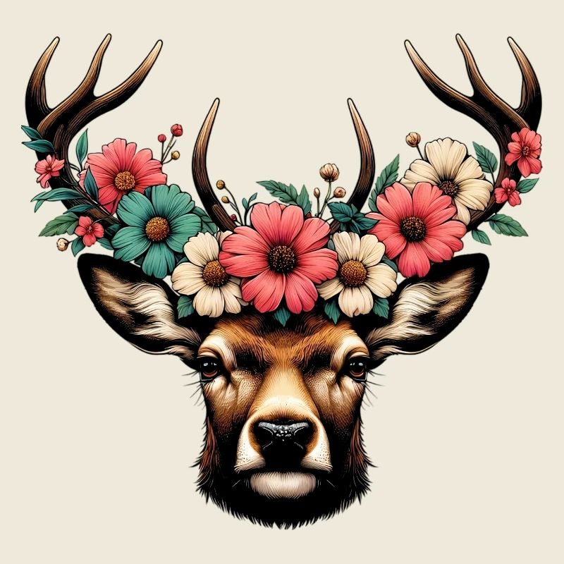 Deer with Flowers