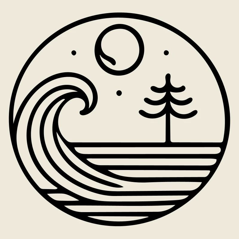Nature in harmony – wave and moon in circulation