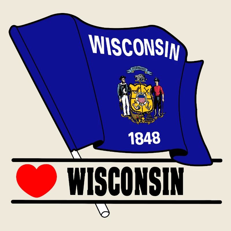 Flag Wisconsin heart WISCONSIN