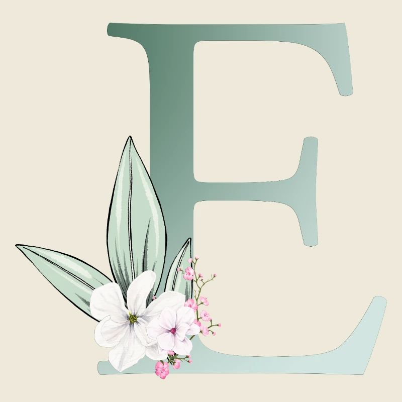 E Monogram, Floral, Customizable