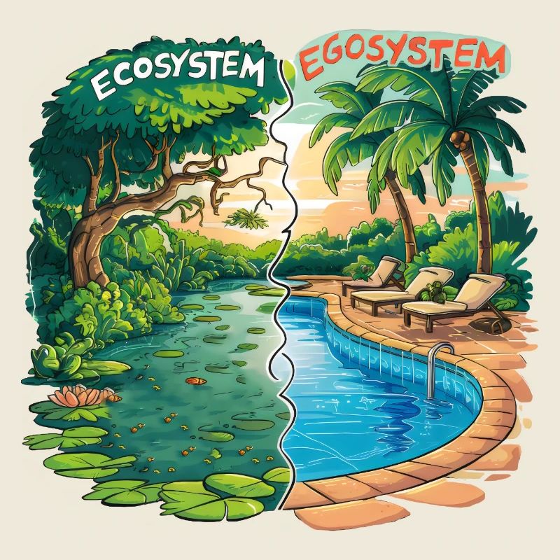 Ecosystem vs Egosystem Eco-Friendly Message