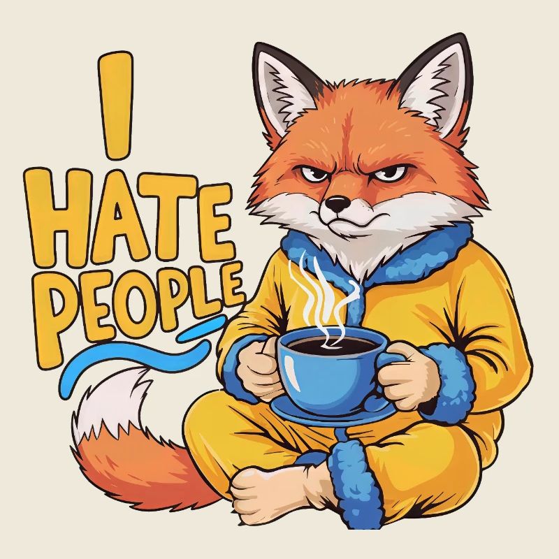 Fox Coffee Morning Grouch Funny Introvert