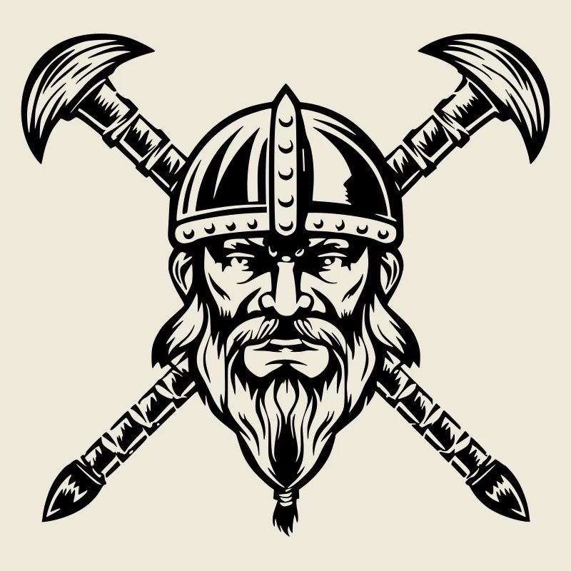 Bärtiges Wikinger-Kriegergesicht