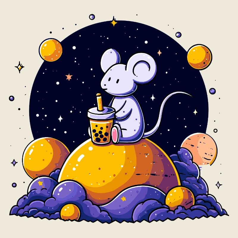 Space Mouse avec du bubble tea