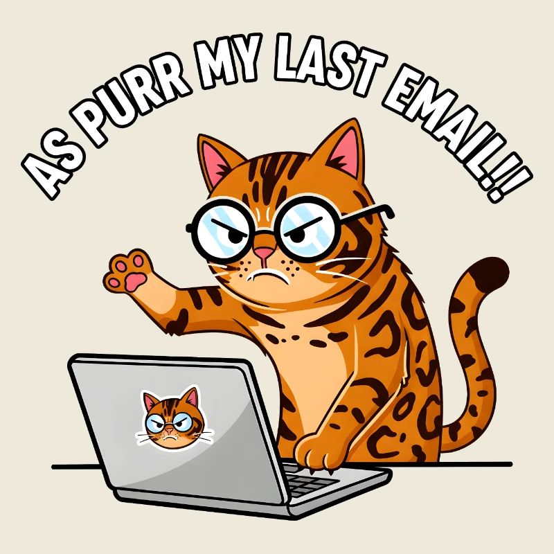 Chat de bureau en colère ronronne Mon dernier e-mail